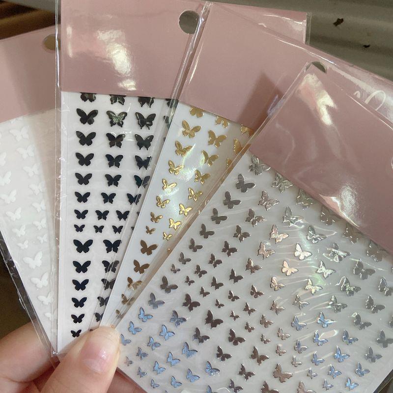 

New Nail Beauty Stickers Small Butterfly with Adhesive Metal Feeling Black and White Silver Fairy Nail Ornament Nail Decals 59-small butterfly 4 colors each one [59-1.2.3.4]]