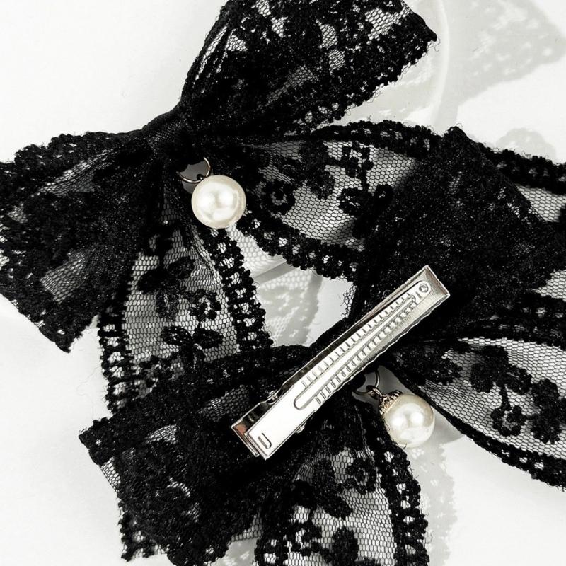 Elegante Haarnadel Schleifen Haarspange Schleifen Perlen 2000er Spitze Büsche Haarstyling