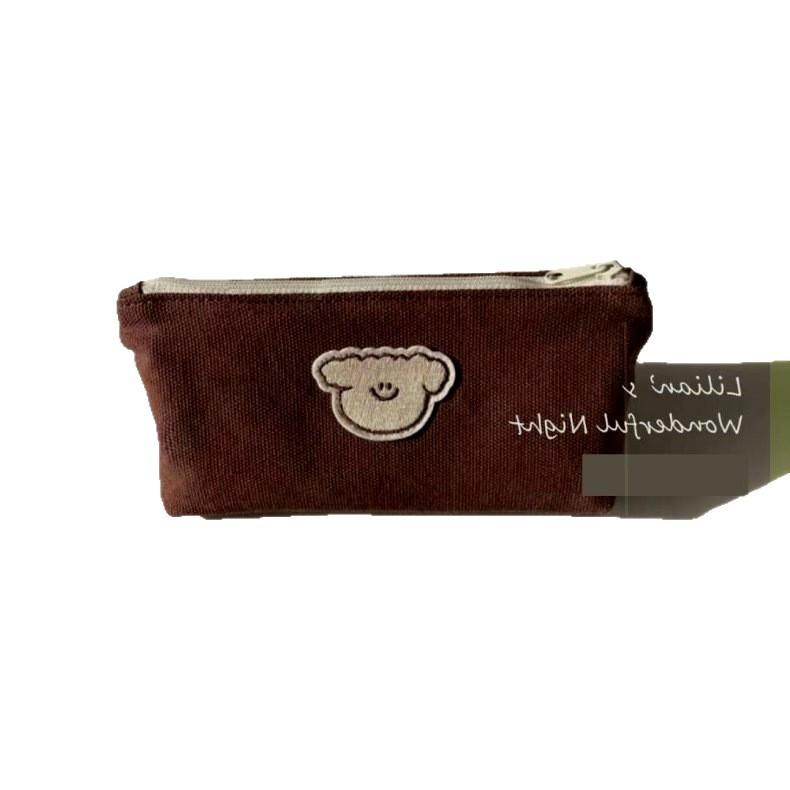 Canvas Cat And Dog Pencil Case With Large Capacity For School Supplies And Storage