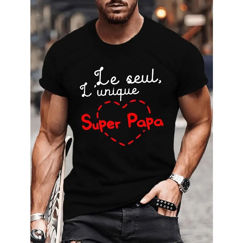 

Футболка с коротким рукавом Unique Super Papa для мужчин, европейские размеры, летняя футболка. S чёрный