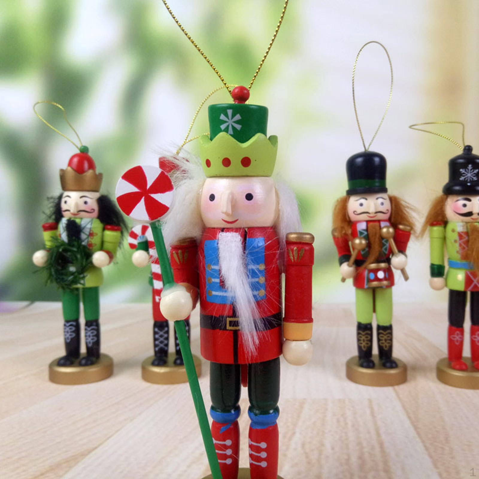 

5x Christmas Nutcracker Hanging Ornaments Tree Decorations Puppet Wooden for Table Decor