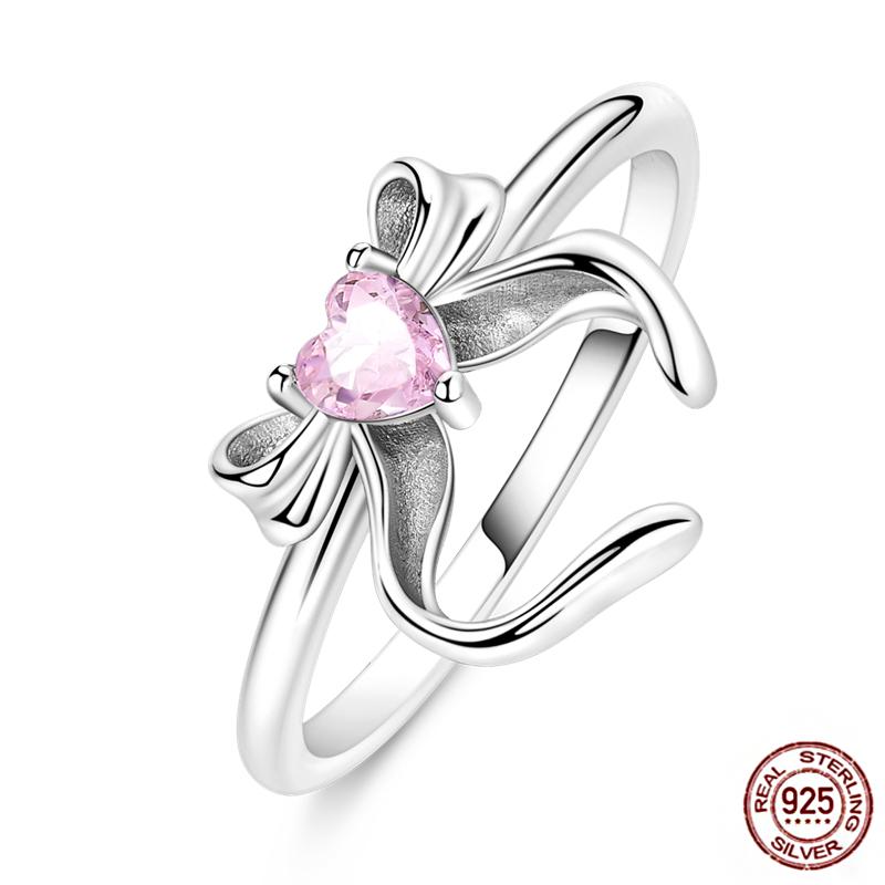 Shine Women koppar Fingerringar 925 Sterling Hjärta Krona Glöd Eldfluga Stjärna Sol Tusensköna Stapelbar Originalring Årsdag Zirkon