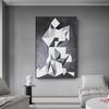 Abstract Geometric Collision Canvas Painting Posters and Print Simple Black and White Wall Art Pictures for Living Room Bedroom