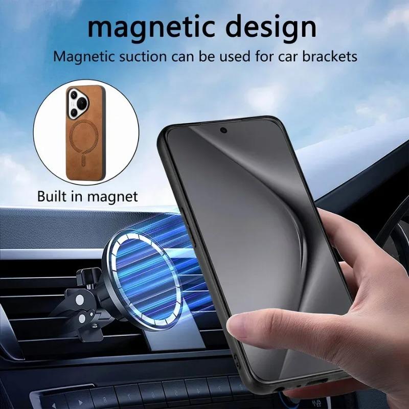 For Pura 70 Ultra 70pro Plus Luxury Business Leather for Magsafe Magnetic Wireless Charging Cover Huawei Pura 70 Pro+ Protection Bumper