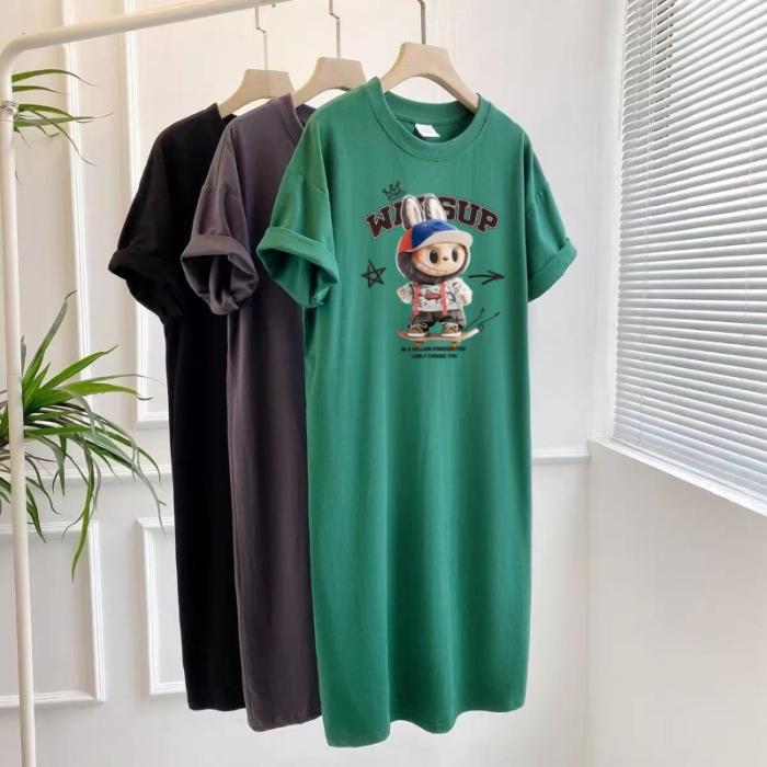 

Летняя новая футболка, юбка, женское длинное платье большого размера, свободная ночная рубашка до колена 2XL