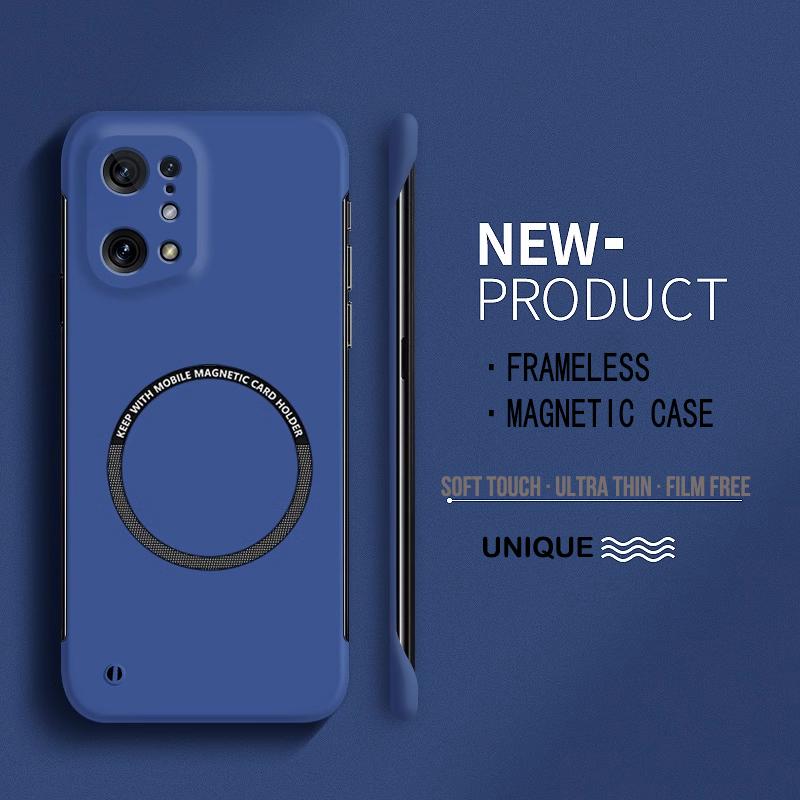 Ultra Thin Hard PC Magnetic Frameless Phone Case For Oppo Reno 5 6 8 Find X3 Neo Lite X5 Pro Wireless Charging Matte Color Cover