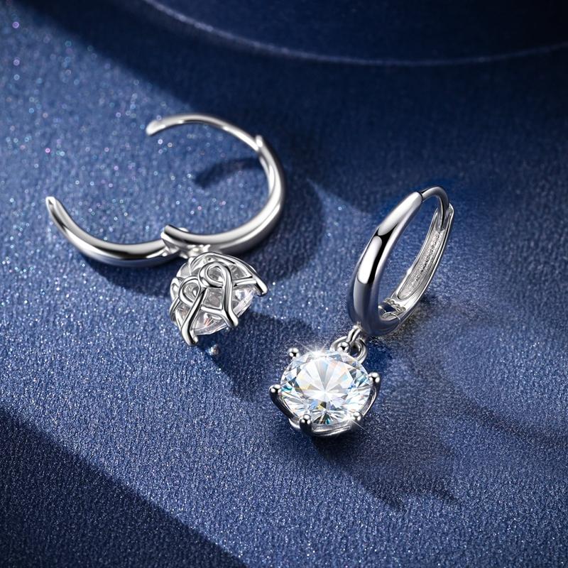 2ct Moissanite Earring 100 copper Orginal Drop Earring Wedding Engagement Bride Jewellery with Certificate for Women