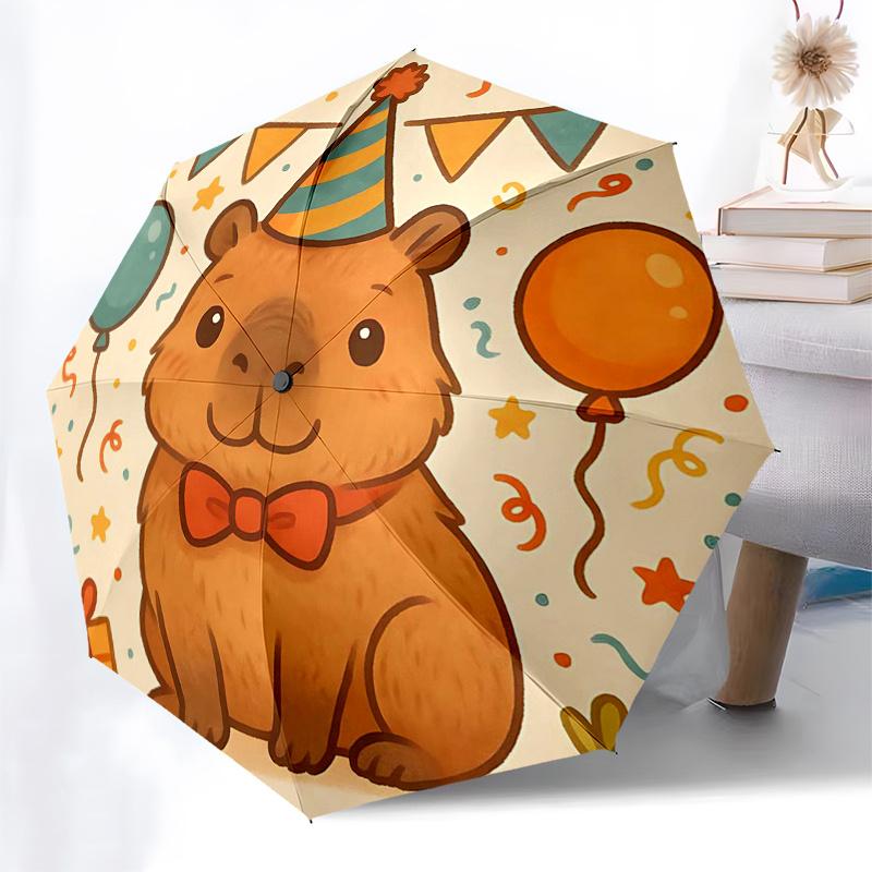 Capybara Themed Travel Umbrella-8 Ribs Automatic Opening and Closing, Portable Folding Design, Compact and Stylish Umbrella Suitable for Out