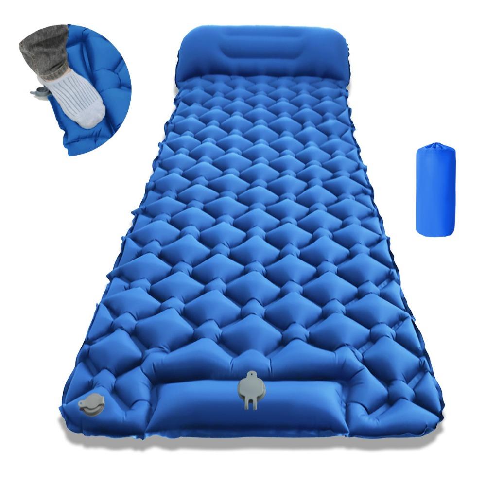 Outdoor Camping Sleeping Pad Folding Sleep Mat Beach Inflat Mattress with Pillows Ultralight Air Mat Travel Hiking New