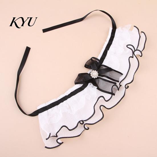 Lace Ruffle Cat Collar Collar, Elegant Pet Bandana Bib with Bow Knot, Retro Puppy Formal Neckwear Cute Princess for Cats Small Dogs Wedding