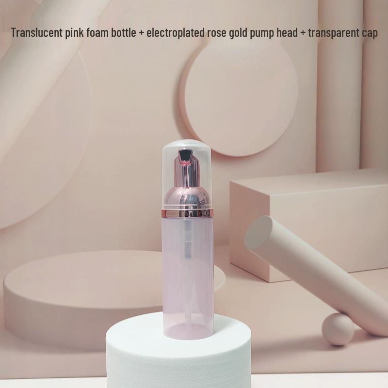 Pet Translucent Pink Press-to-Foam Refillable Cleanser/Mousse/Toothpaste Bottle, 60ml