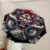 1pc Japanese Demon Mask with Dragons Umbrella with Plastic Handle,Suitable for All Seasons Home Travel Outdoor UmbrellaDD1058