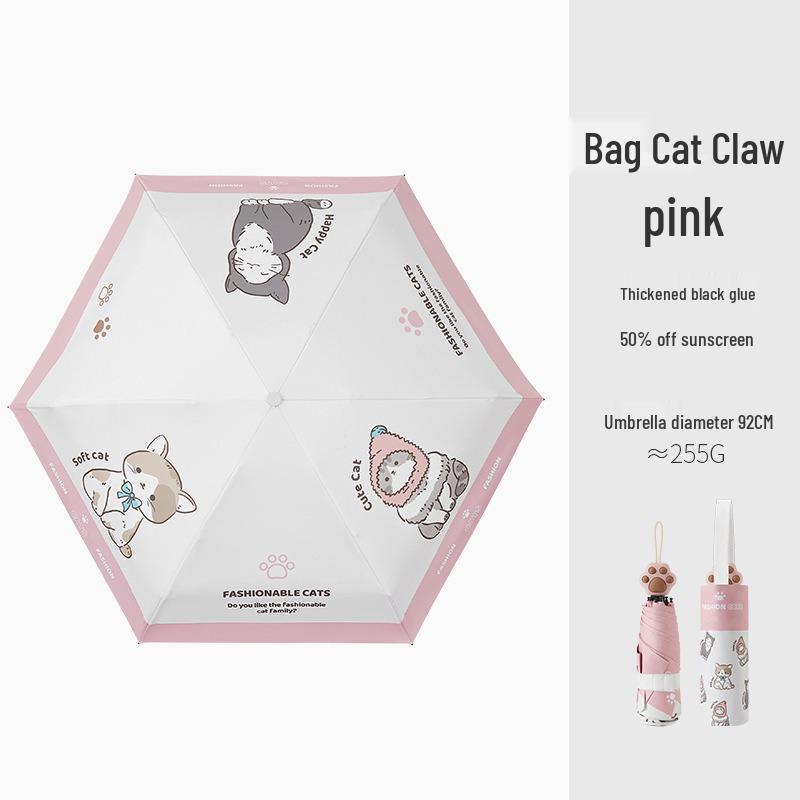

Cartoon Cat Paw Handle Mini Folding Umbrella - UV Protection, Sunshade & Rain Umbrella