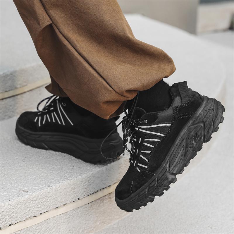 Fashion Men's casual thick soled shoes Comfortable and trendy high-quality styles Outdoor street walking shoes Black lace up Youth NEW