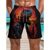 Fashionable Comfortable Plus Size Drawstring Loose 3D Shorts Men Creative Fun Colorful Summer Leisure Holiday Cool Daily Versatile Shorts