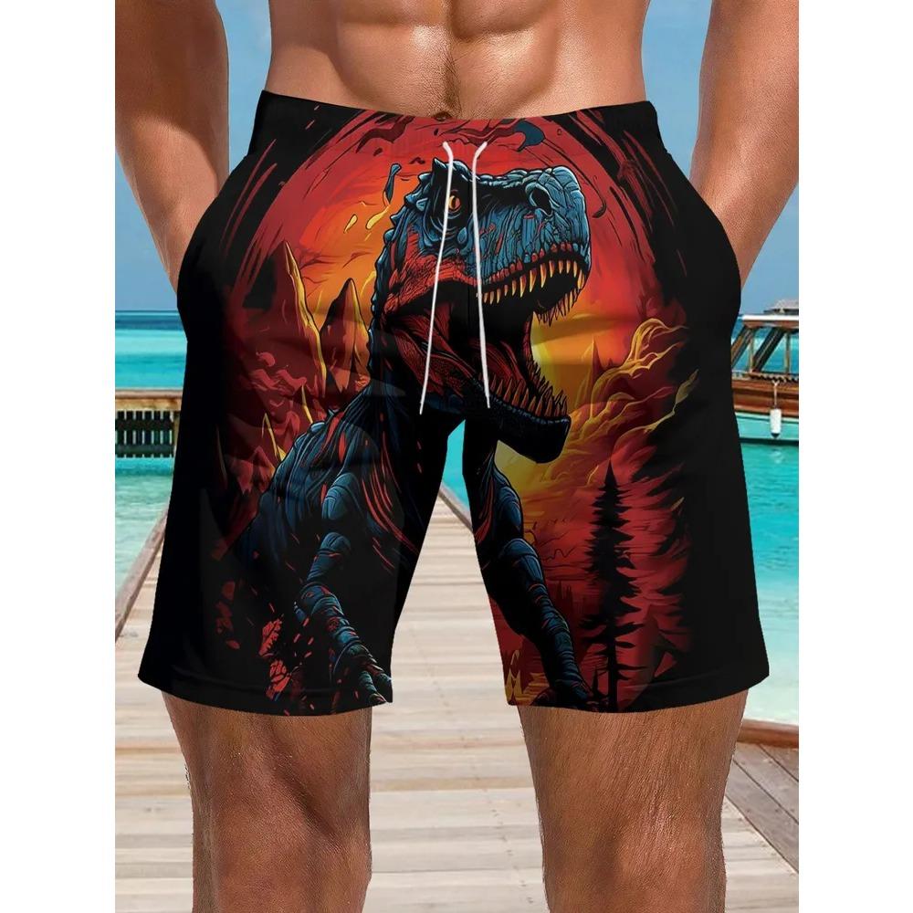 Fashionable Comfortable Plus Size Drawstring Loose 3D Shorts Men Creative Fun Colorful Summer Leisure Holiday Cool Daily Versatile Shorts