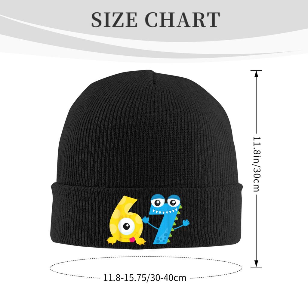 Bruh 67 Six Seven Monsters 6-7 Knitted Hat Women's Men's Beanies Winter Hat Acrylic Funny Brainrot Meme Warm Caps