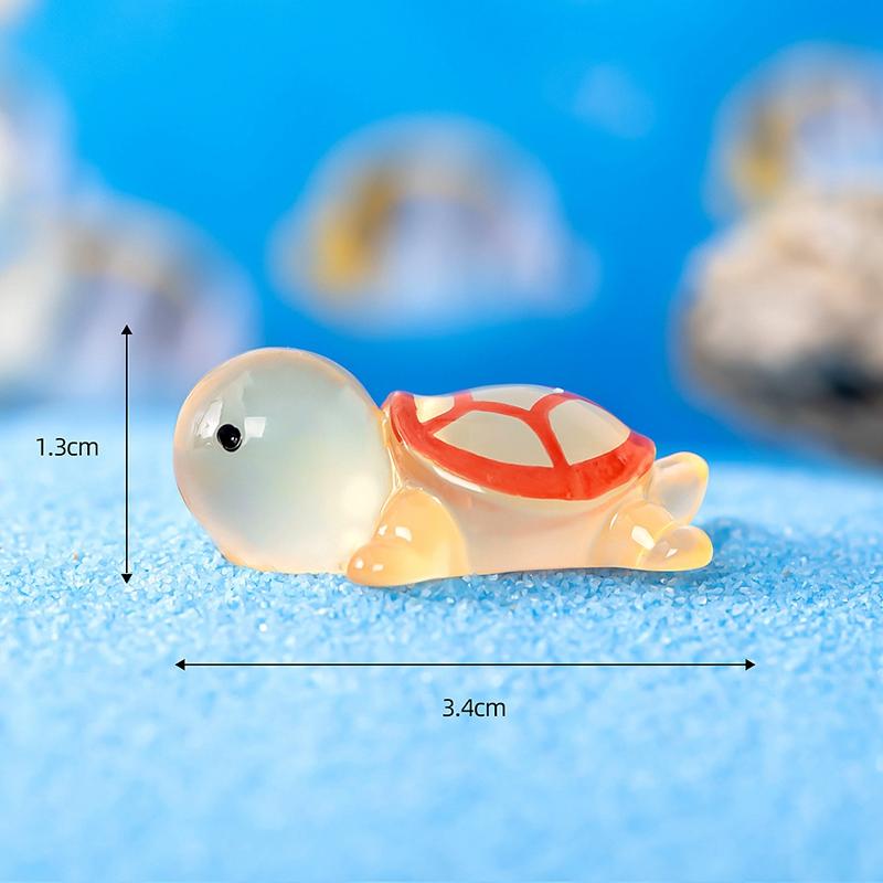 10Pcs Mini Turtle Miniature Figurine Resin Luminous Cute Turtle Ornaments Home Office Micro Landscape Creative Gift For Kid