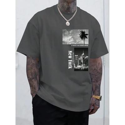 Summer Men's T-shirts Loose Cotton Short Sleeves Letter Printing Tee Men's Fashion T-shirt