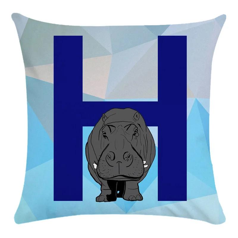 Animal Print Pillowcase Cushion Cover Super Soft Peach Skin  Fashion Blue Letter