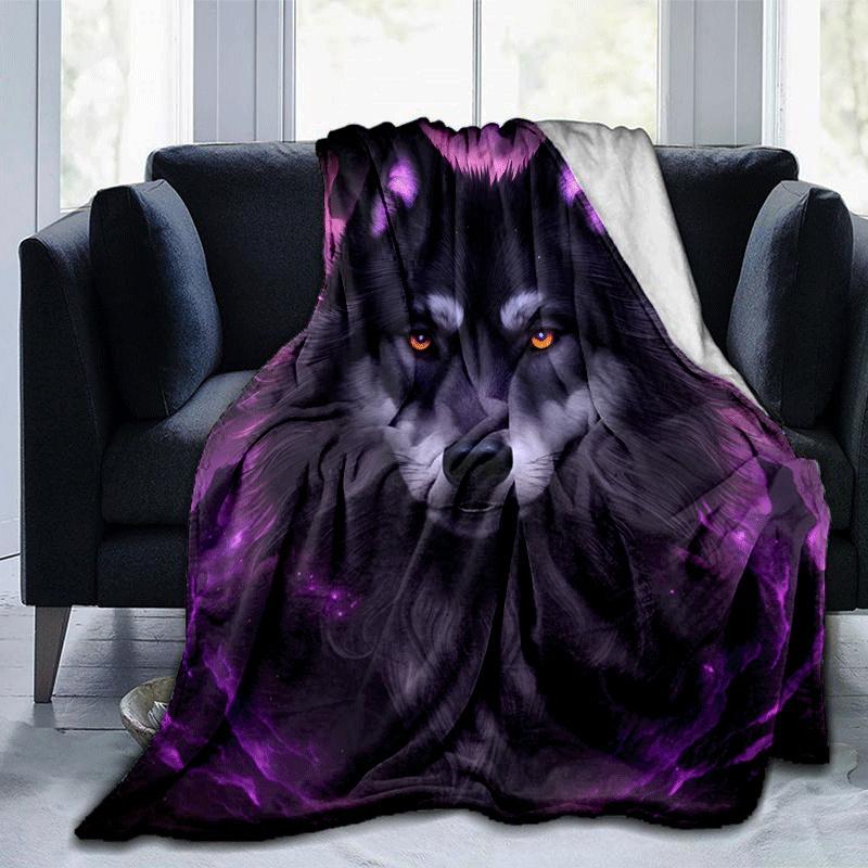 

1 шт. Легкое фланелевое одеяло с принтом волка, удобное и теплое одеяло, для кемпинга, дивана-кровати, дивана, офиса, подарок 100x150cm