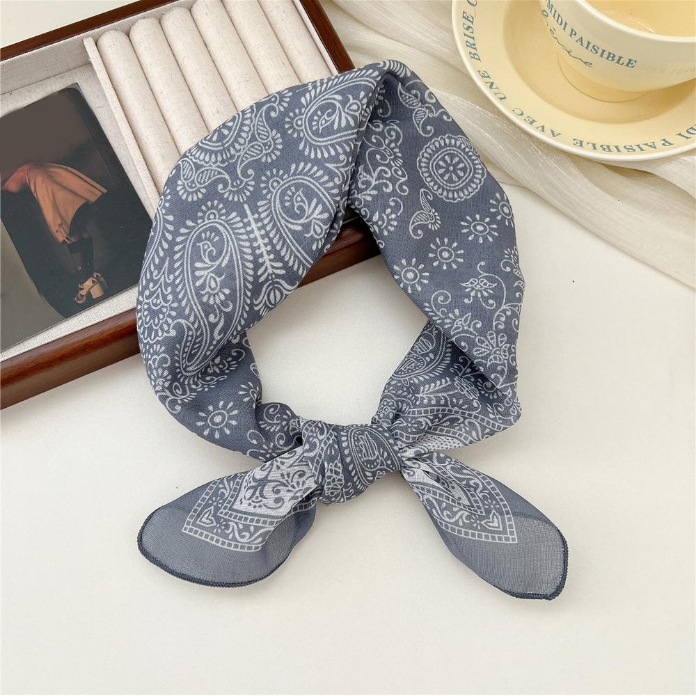 58cm Print Cotton Linen Square Neck Scarf Fashion Soft Floral Bandanas Headscarf Women Turban Head Wrap Elegant Neckerchief