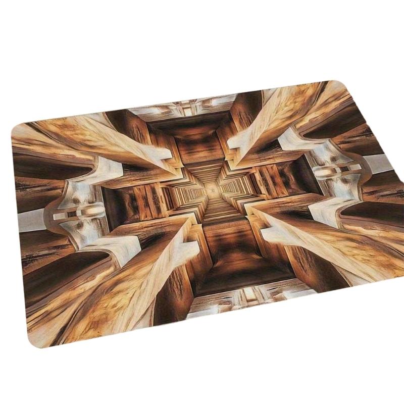 3D Optical Illusion Rug Nonslip Floor Mat for Indoor and Outdoor Use Cave Stone Visual Illusion Doormat for Living Room