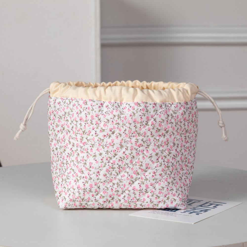 Korean Style Drawstring Cosmetic Bag High-end Travel Toiletry Bag Large Drawstring Bags Portable Makeup Pouch Travel Organizer