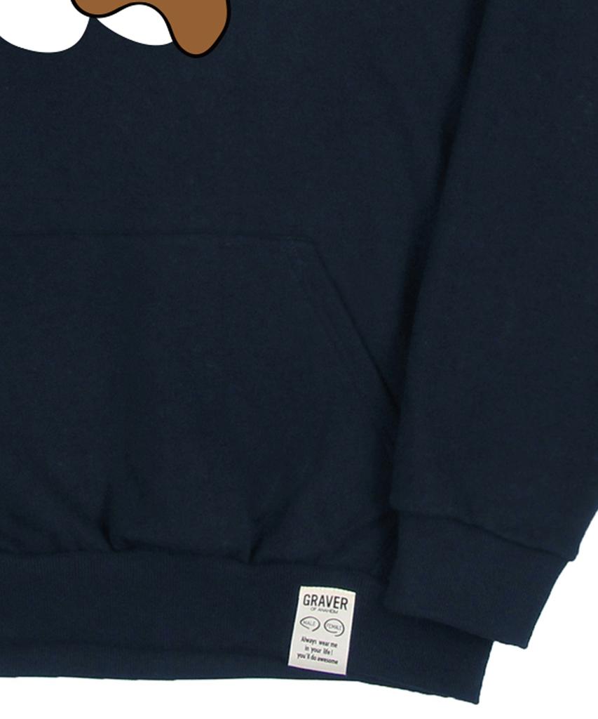 GRAVER [Unisex] Big Flower Bear Smile Hoodie_Navy