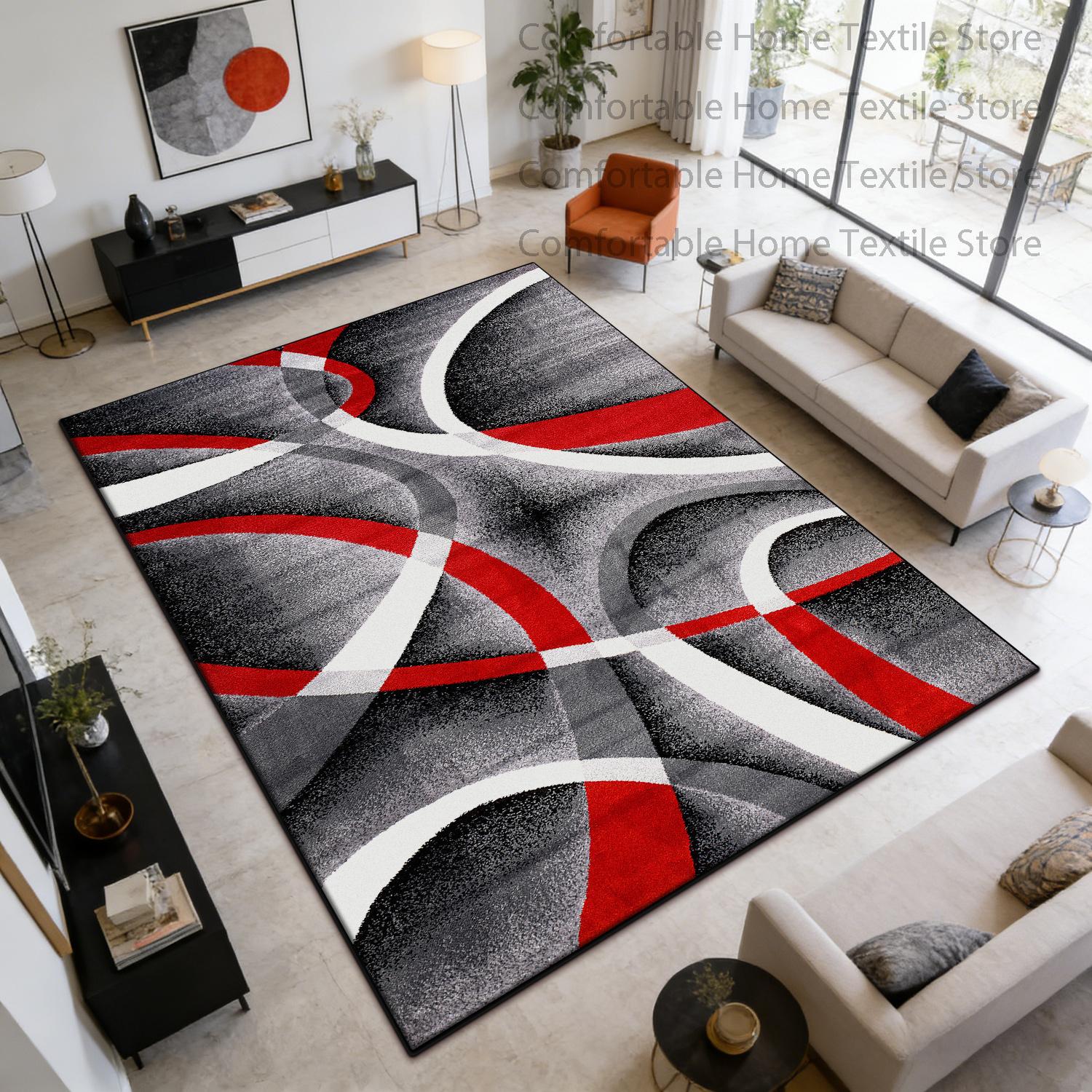 

Modern Geometric Abstract Easy Clean Fluffy Rug Decoration Living Room Non-slip Soft Carpet Large Area Short Velvet Floor Mats 60x90cm