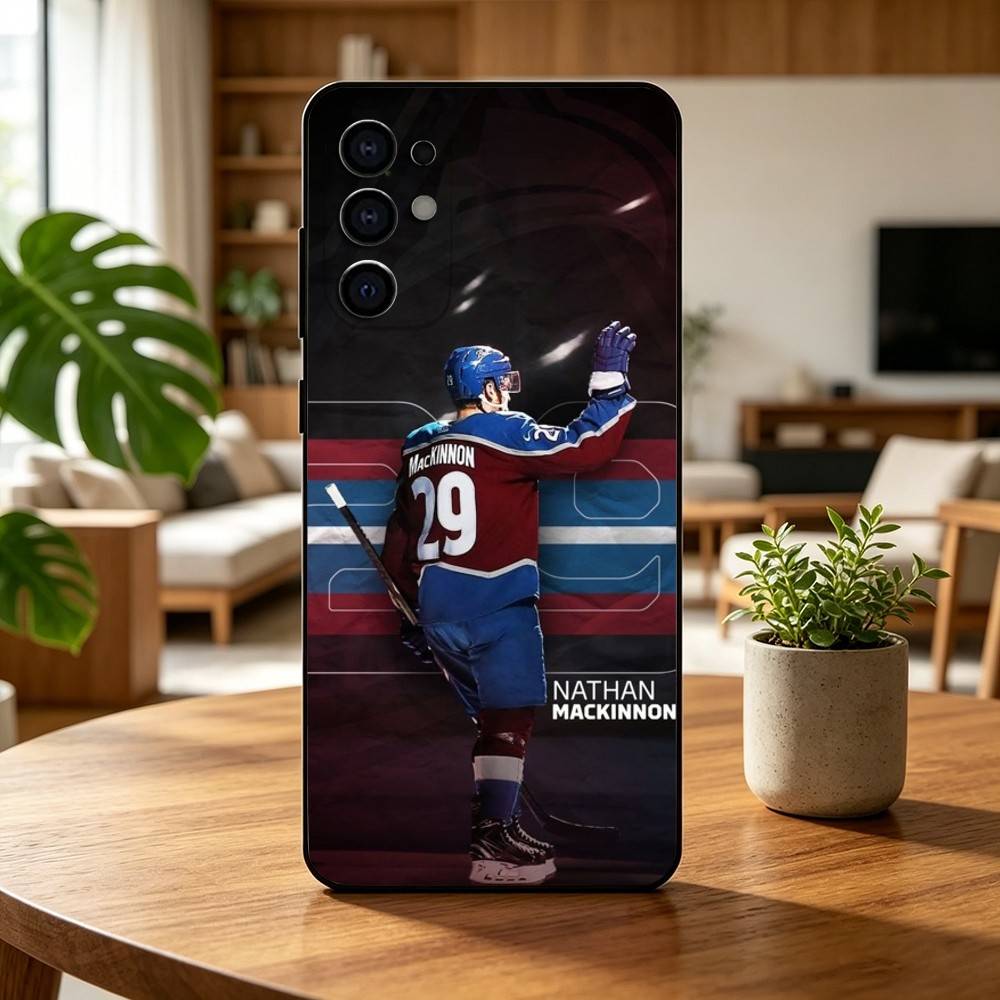 Hockey Player Nathan MacKinnon  Phone Case Black Silicone Soft For Samsung S25,S24,S21,S22,S23,S30,Ultra,S20,Plus,Fe,Lite