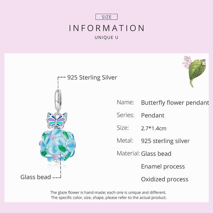 WOSTU 925 Sterling Silver Delicate Flower Butterfly Charm Crystal Blue Bead Fit Original Bracelet For Women Jewelry