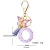 A-Z Alphabet Resin Keychain Purple Butterfly Tassel Pendant Classic Retro Durable Women Bag Accessory Practical Backpack Hanging Charm