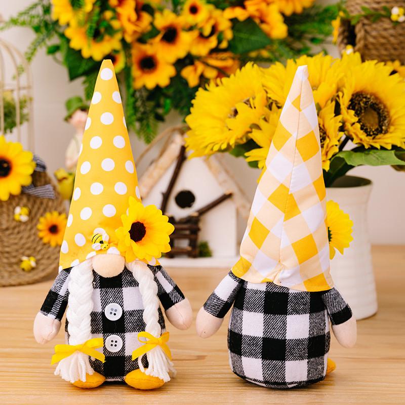 Plush Bee Lively No Face Elder Gnome Doll Decorative Plush Toy For Cheerful Ambiance