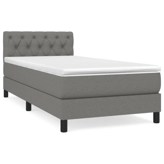 VidaXL Lit à sommier tapissier avec matelas Gris foncé 80x200 cm Tissu - Modèle 3140250