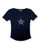BORN SLIPPY Crystal Star Square Neck Tee (Navy)