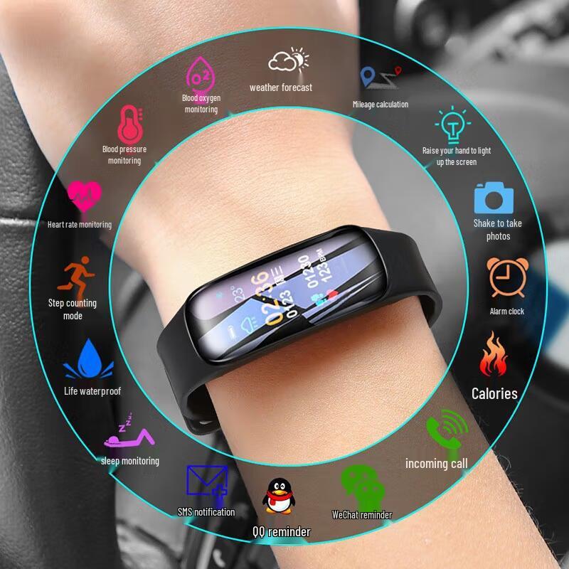 Inteligentný náramok: Multifunkčný športový krokomer, Budík a Bluetooth hodinky s dlhou výdržou batérie pre mužov a ženy