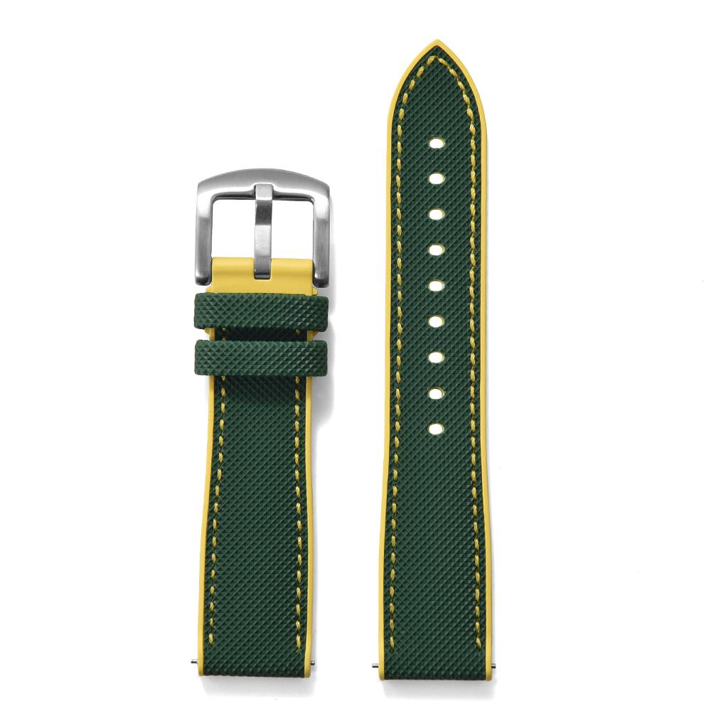 Premium Hybrid Leather FKM Sailcloth Watch Strap 18mm 20mm 22mm 24mm Fluoro Rubber Leather Watchband For Each Brand Diving Watch