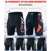 Mens Cycling Shorts With 3 Pockets 5/8 Length Road Bike Apparel Quick-Dry Breathable Performance Wear
