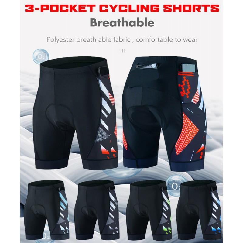 Mens Cycling Shorts With 3 Pockets 5/8 Length Road Bike Apparel Quick-Dry Breathable Performance Wear