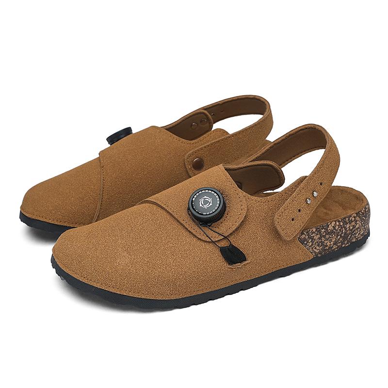 Fashion 2025 New Men's PU Leather Sandals Breathable Soft Sole Slip-On Beach Shoes for Summer Lightweight Walking Sandals Non-Slip Flats