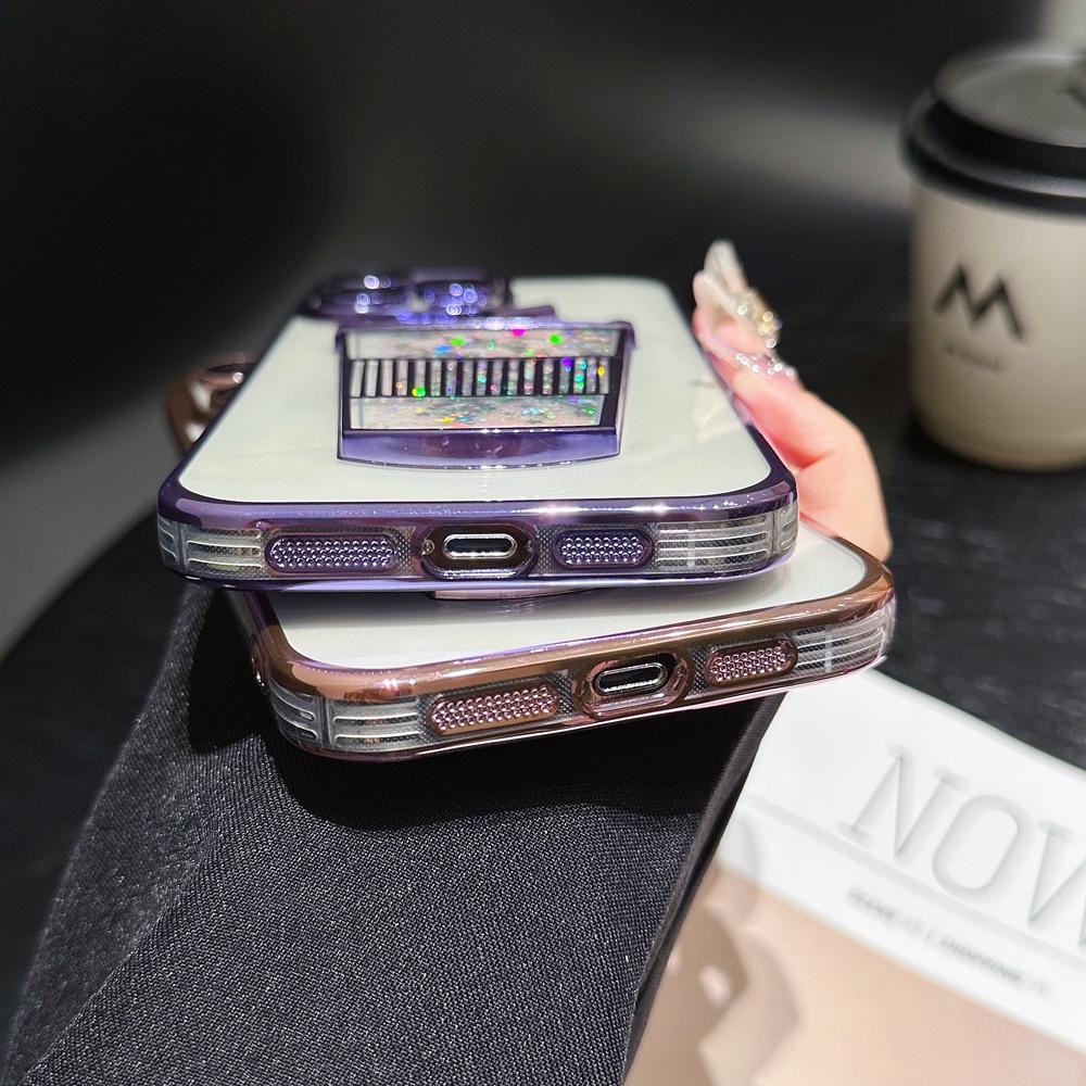 Barevný dynamický flitrový pohár s tekutým pískem pouzdro na telefon pro iPhone 14 11 12 13 Pro Max pokovený rámeček průhledný měkký zadní kryt