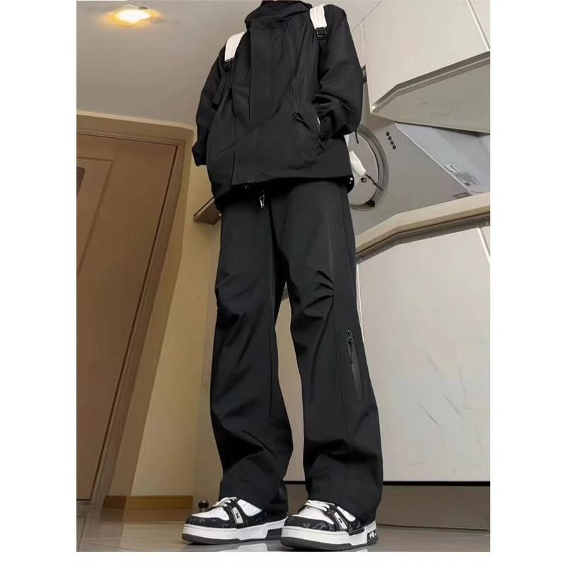 

Vintage High Street Overalls Men s Straight Wide-leg Slacks New Fashion Trend M чёрный