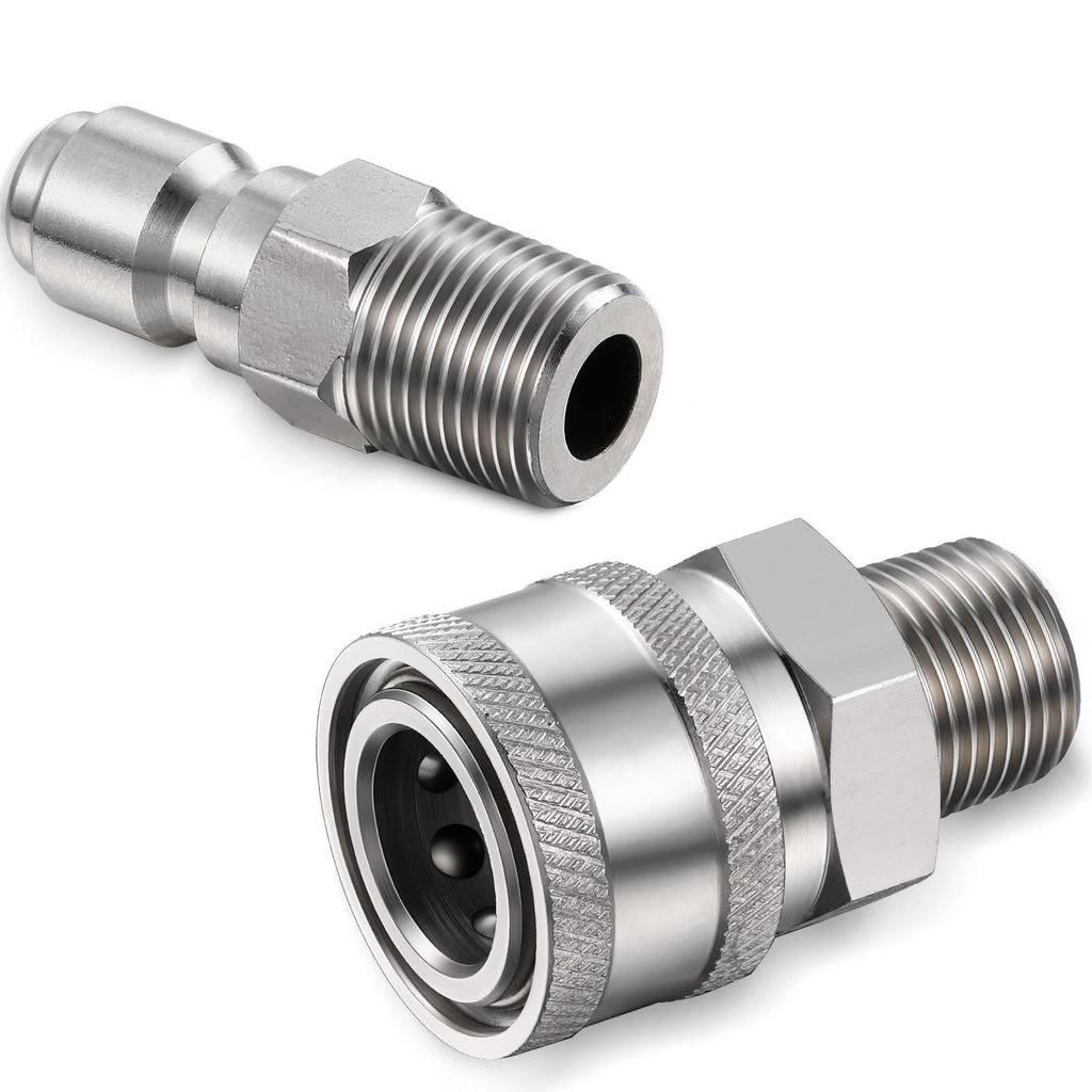 Stainless Steel NPT 3/8 Quick Connect Adapter Set for Pressure Washer and PA Bottle