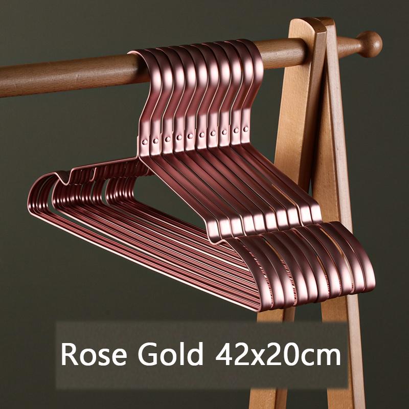 10pcs Matte Gold Hanger Clothes Horse  Aluminum Alloy Drying Rack Anti -slip Dress Towel Hangers Wardrobe Space Saver Organizer
