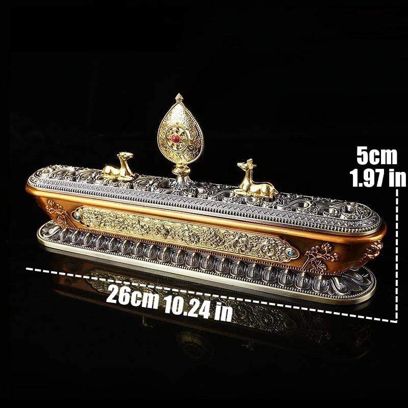 Reindeer Sanskrit Incense Stick Burner, Alloy Buddhist Tibetan Worship, Meditation, Engraving Fire, Mandala Smoke Supply Furnace