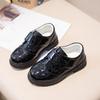 Spring and Autumn New Casual Lace-up Black Boy Leather Shoes Hollowed Out Feet Breathable British Korean Version of Small Children's Shoes