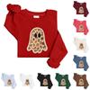 Women's Fashion Casual Long Sleeve Christmas Print Neck Top for Holiday