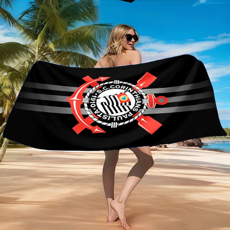 Sportverein Fußballwappen Bedrucktes Mikrofaser-Strandtuch, Weich und Saugfähig, Schnelltrocknend, Ideal für Sommerreisen, Strand-Essential, Schwimmbad