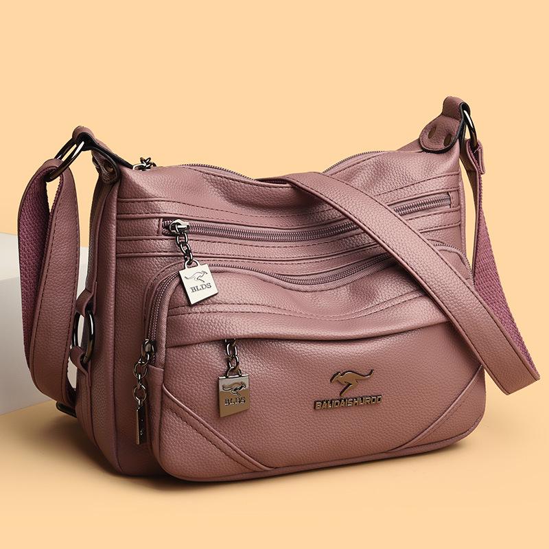 

Модная многослойная сумка из мягкой кожи 2024 года - Универсальная вместительная сумка через плечо/на плечо для женщин среднего и пожилого возраста фиолетовый